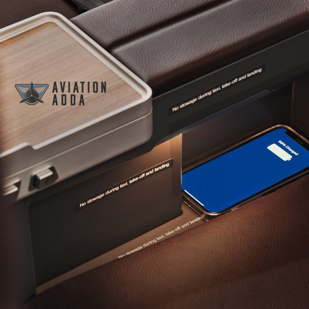 Qantas A220 Seat Space Phone Charging Points